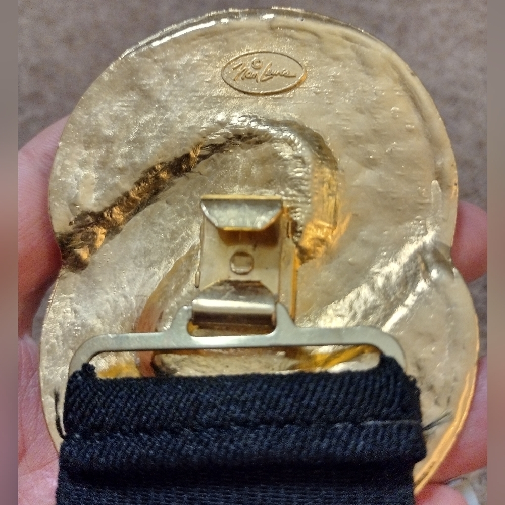Nan Lewis Vintage Golden Buckle Elastic Stretch Belt - Picture 3 of 9